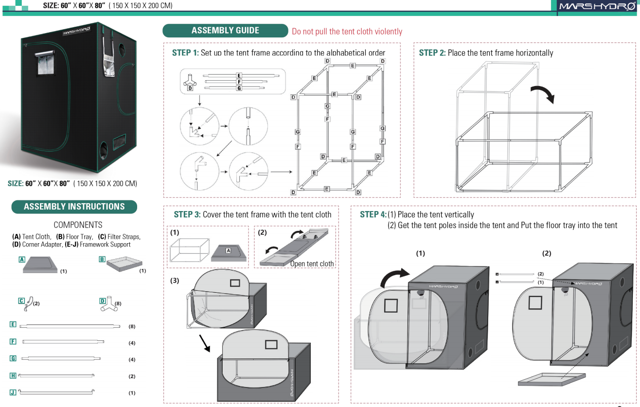 150x150x200 Mars Hydro tent voor binnenkweek | Indoor Grow Room Tent | Pflanzen Growbox