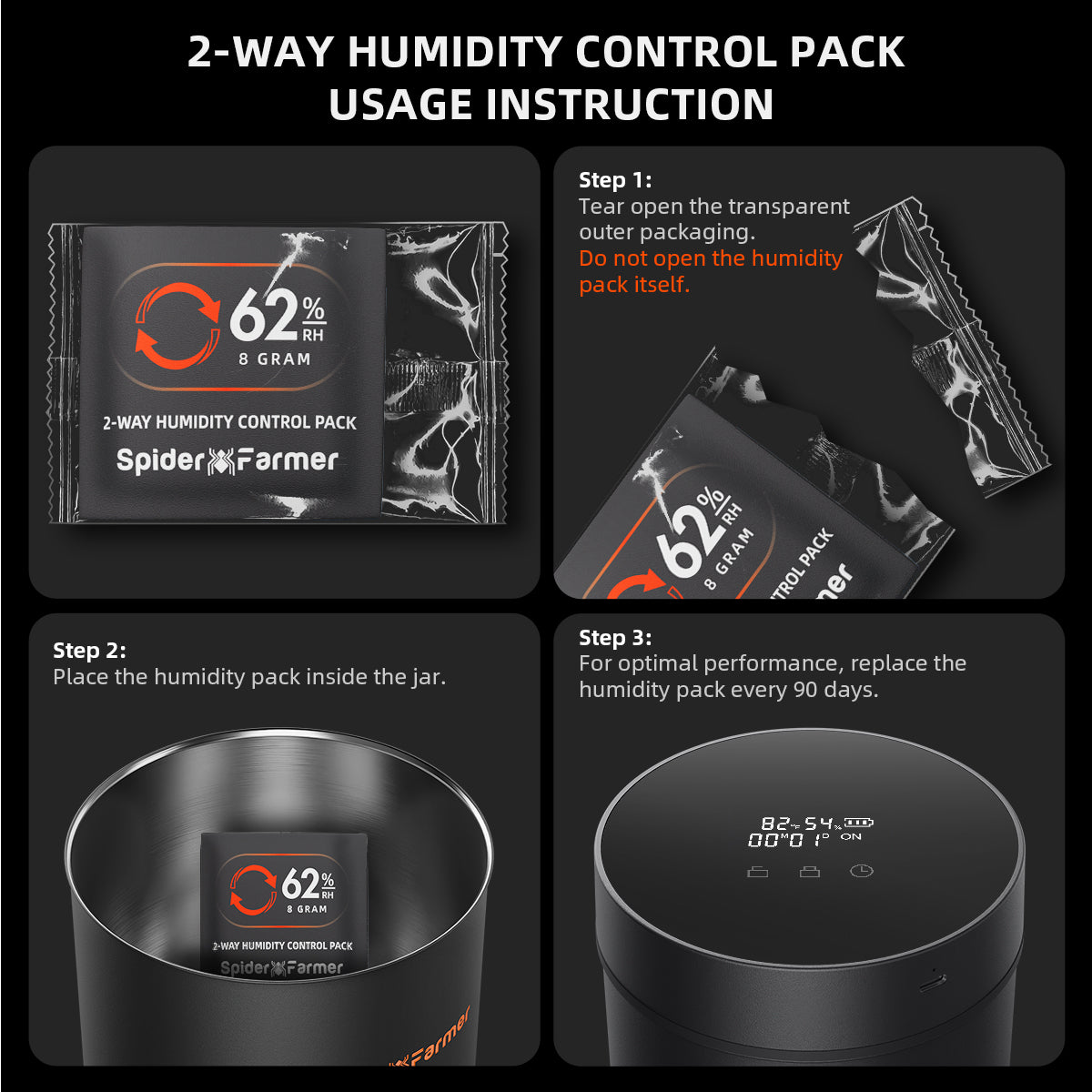 62% RH humidity packs 10 stuks voor mason jars en luchtdichte containers, moisture control sachets for 1 oz storage, Luftfeuchtigkeitsbeutel 8g für Aufbewahrung