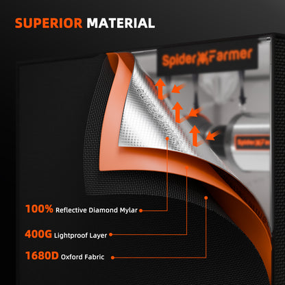 Spider Farmer 70×70×160 kweektent geschikt voor 4 planten / Spider Farmer 70×70×160 grow tent suitable for 4 plants / Spider Farmer 70×70×160 Growzelt geeignet für 4 Pflanzen
