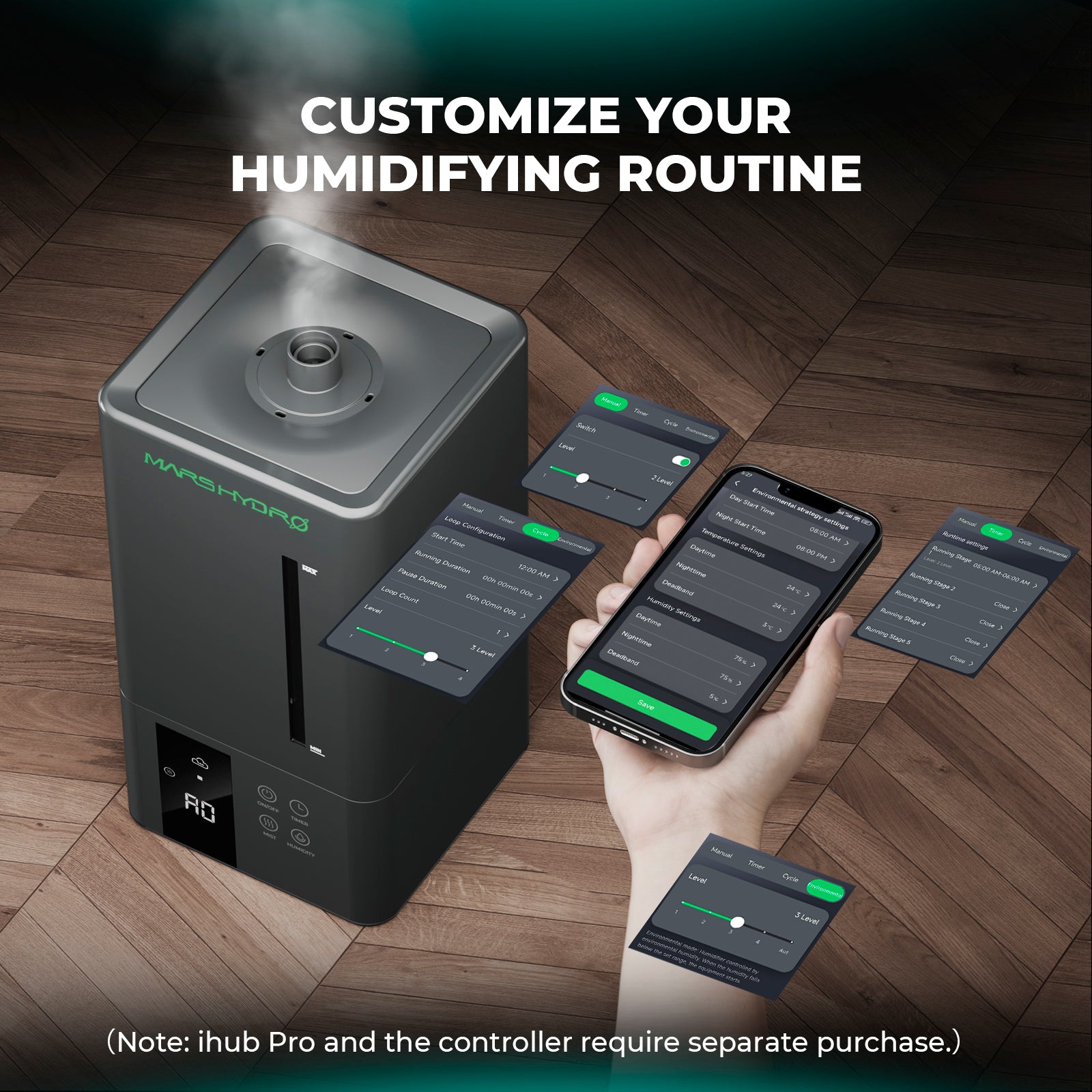 6L luchtbevochtiger voor 150x150 cm kweektent met automatische vochtregeling, smart grow tent humidifier mit iControl Integration