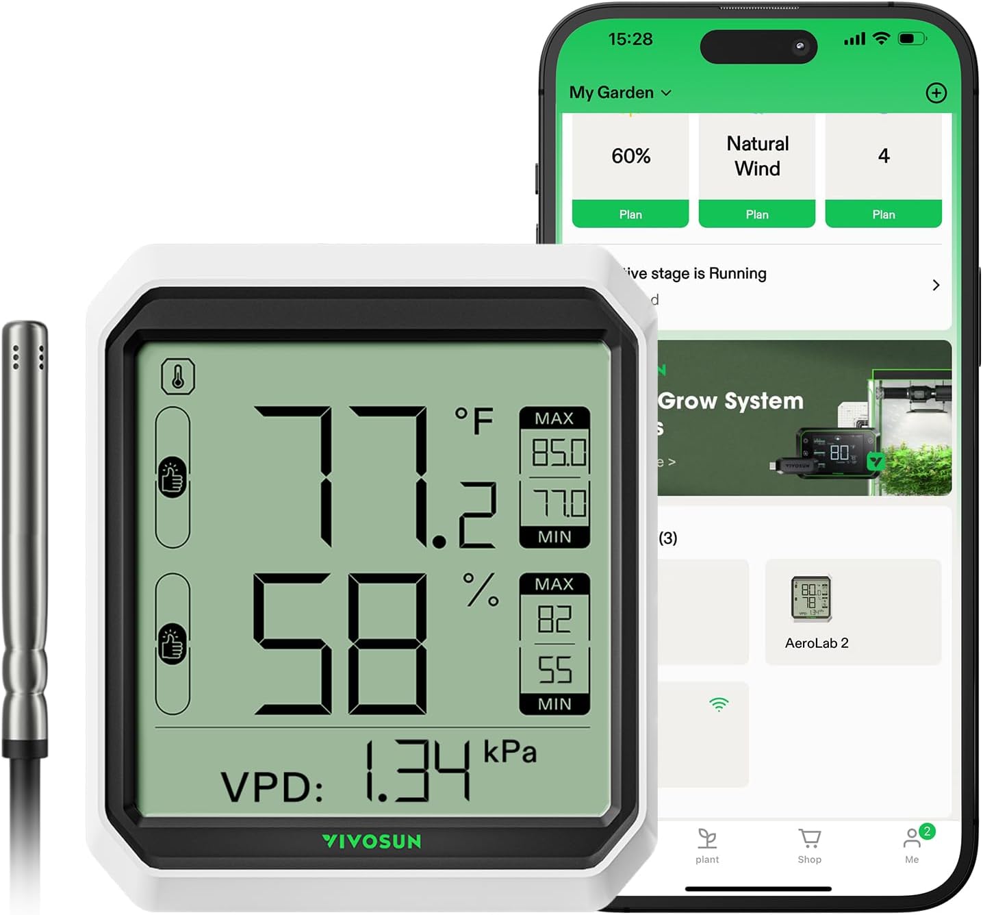 VIVOSUN AeroLab THB1S – Slimme Bluetooth Hygrometer &amp; Thermometer