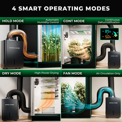 12L grow tent luchtontvochtiger met dual ventilation ports voor optimale airflow, Mars Hydro dehumidifier für Growbox mit Umluftsystem und VPD Kontrolle