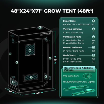 Mars Hydro SP3000 Kweek Tent Kit Compleet – 300W LED + 120×60×180 cm Tent + iFresh Ventilatiesysteem