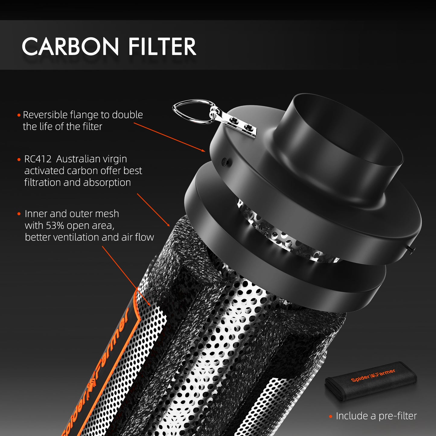 Spider Farmer 4 Inch/10cm Air Carbon Filter