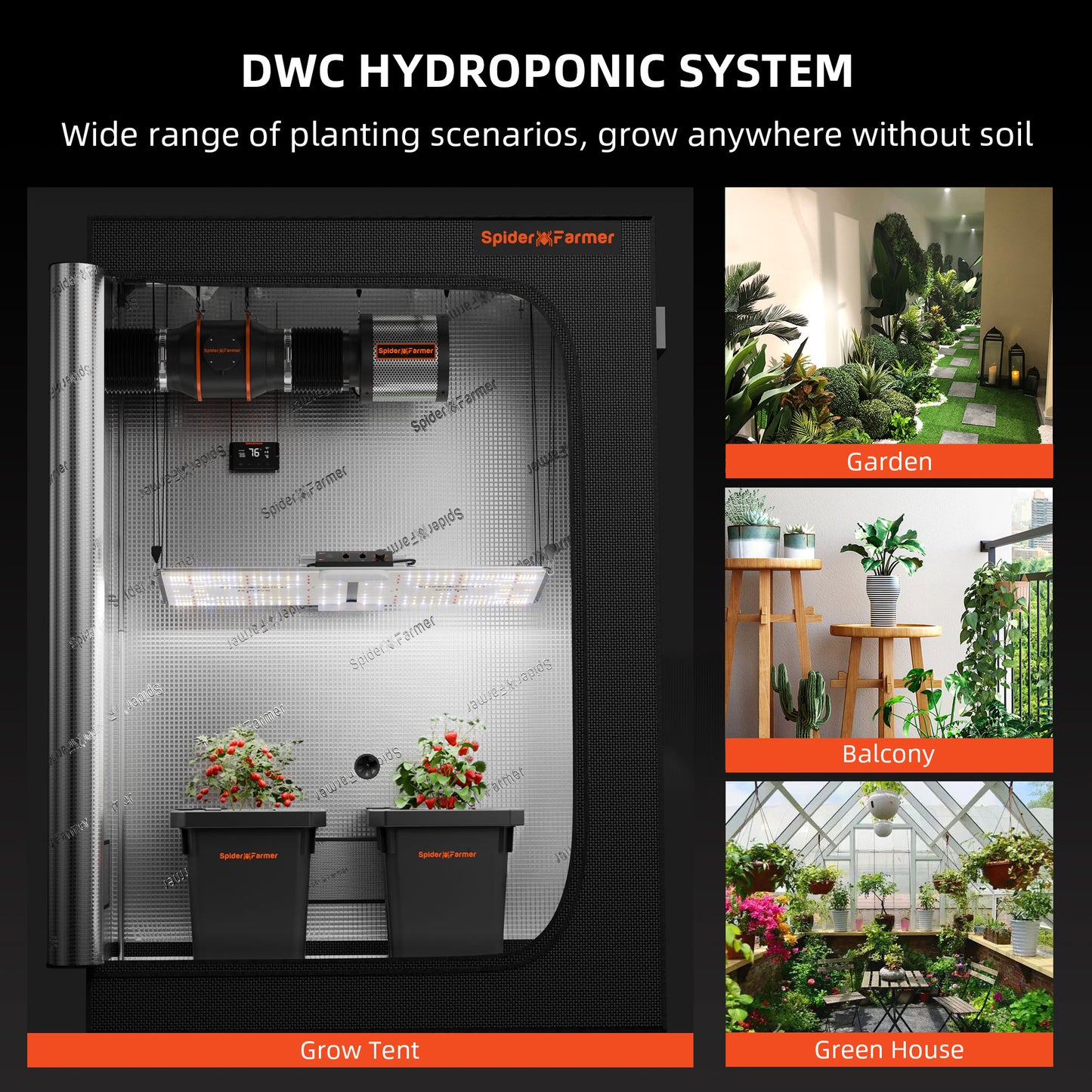 Spider Farmer DWC Hydroponics System med Top Drip Kit - 7 gallon 2 ämnen