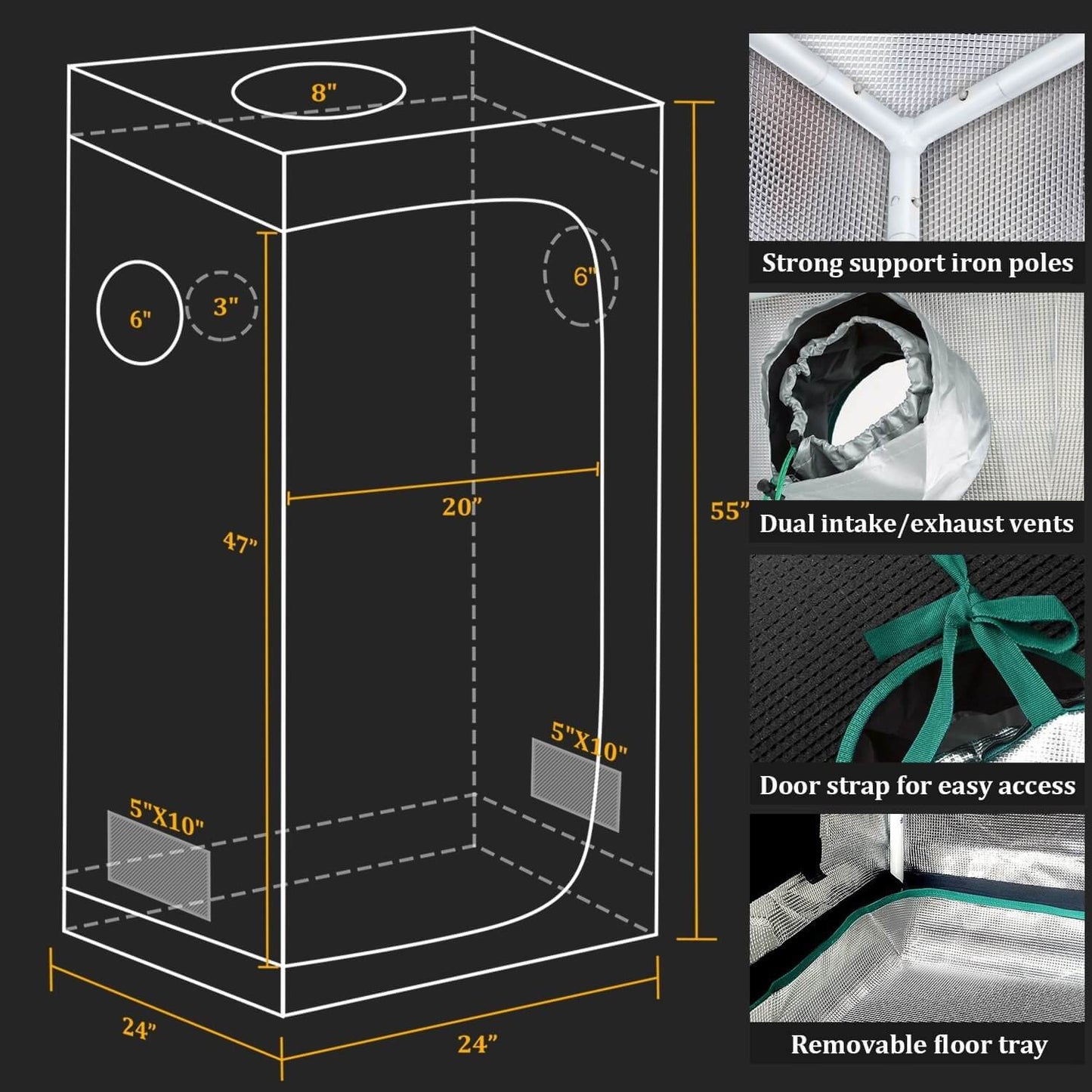 Mars Hydro Growers Kit TS 600 Full Grow 60x60x140cm med hastighetskontroll