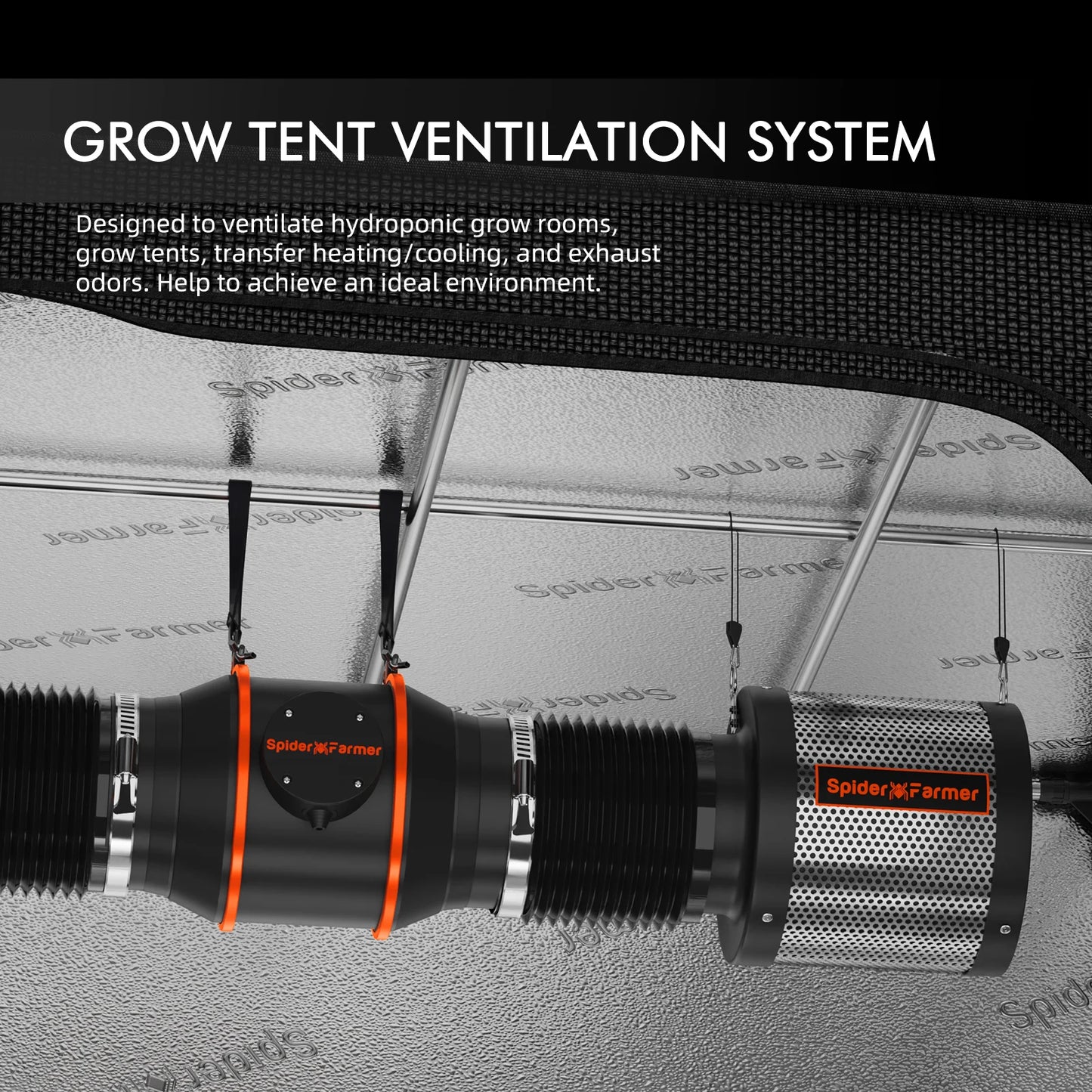 Spider Farmer 6-tums/15 cmØ Ventilationssats inklusive Smart Monitor