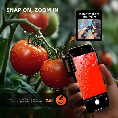 Spider Farmer 200X Trichomes Microscope Smartphone Lens with LED &amp; UV, Nano Zoom, CPL