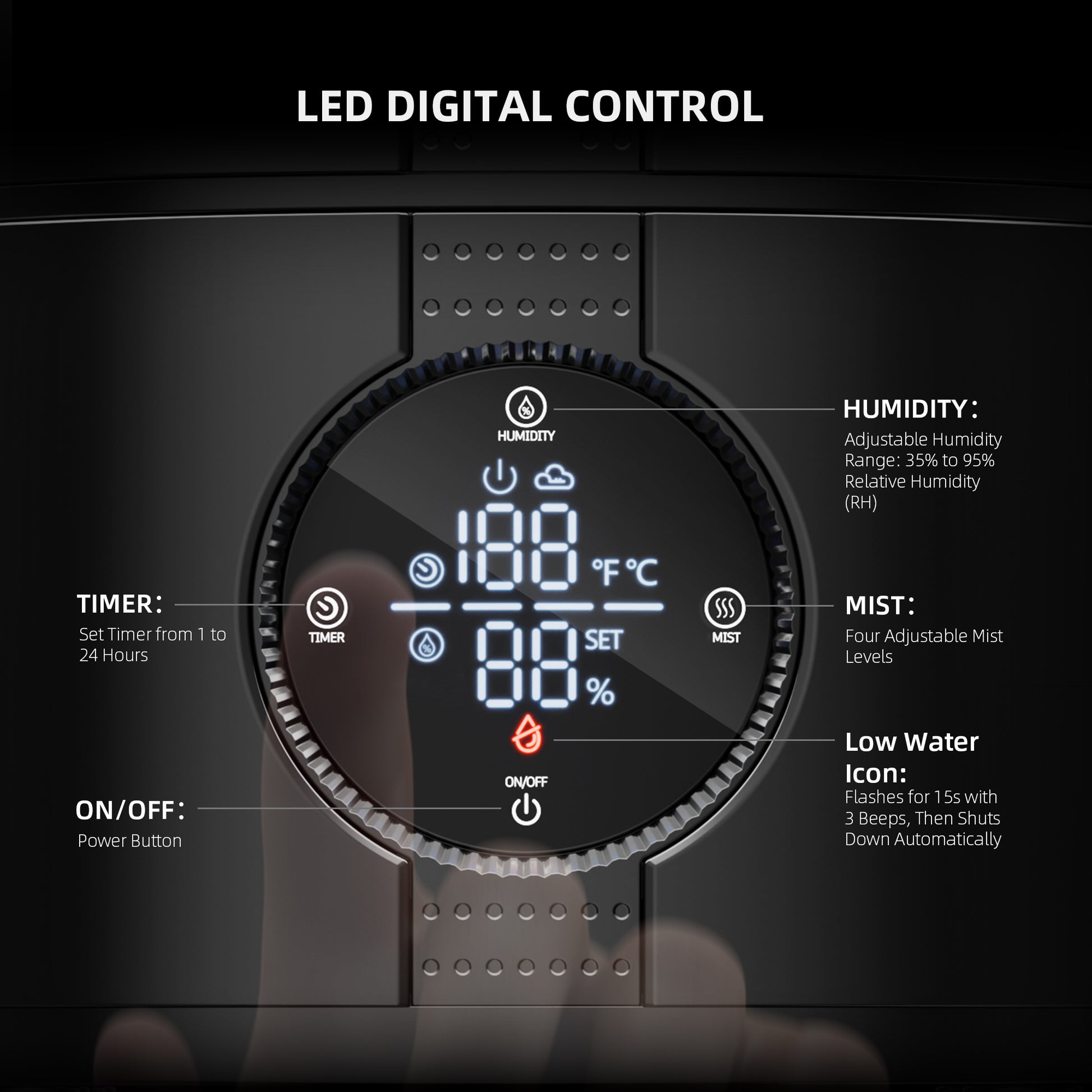 Spider Farmer 5L Cool Mist Luchtbevochtiger met app bediening – App-controlled cool mist humidifier – App-gesteuerter Luftbefeuchter