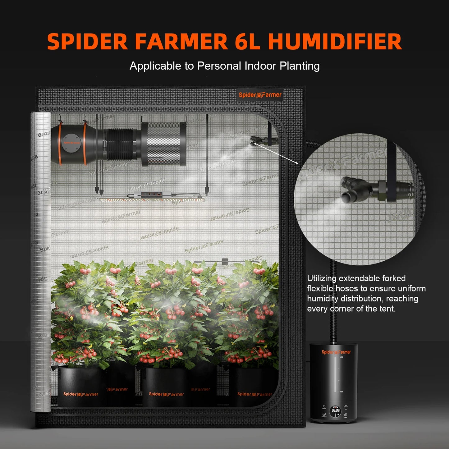 Spider Farmer 6L Cool Mist luftfuktare för växter