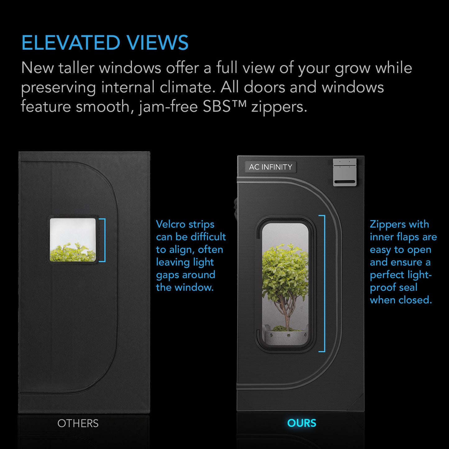 AC Infinity CLOUDLAB 866 stevige 2000D canvas grow tent / durable 2000D canvas grow tent / Growzelt aus 2000D Oxford Stoff