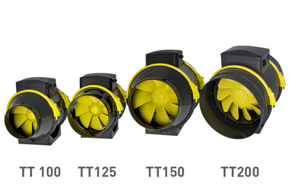 TT extractor fan 100mm voor geurafvoer bloeifase / TT extractor fan 100mm for odor control flowering stage / TT Abluftventilator 100mm für Geruchskontrolle Blütephase