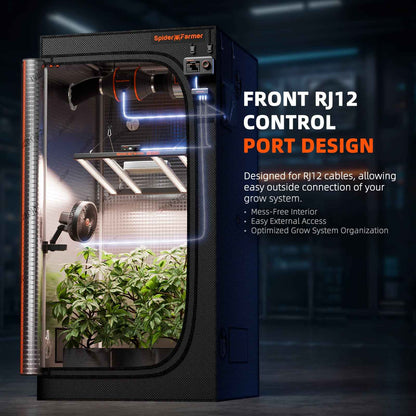 Spider Farmer V3 240×120×200 cm Kweektent – 1680D Grow Tent met 100% Reflecterend Mylar, RJ12 Kabelpoort & 110 kg Draagvermogen