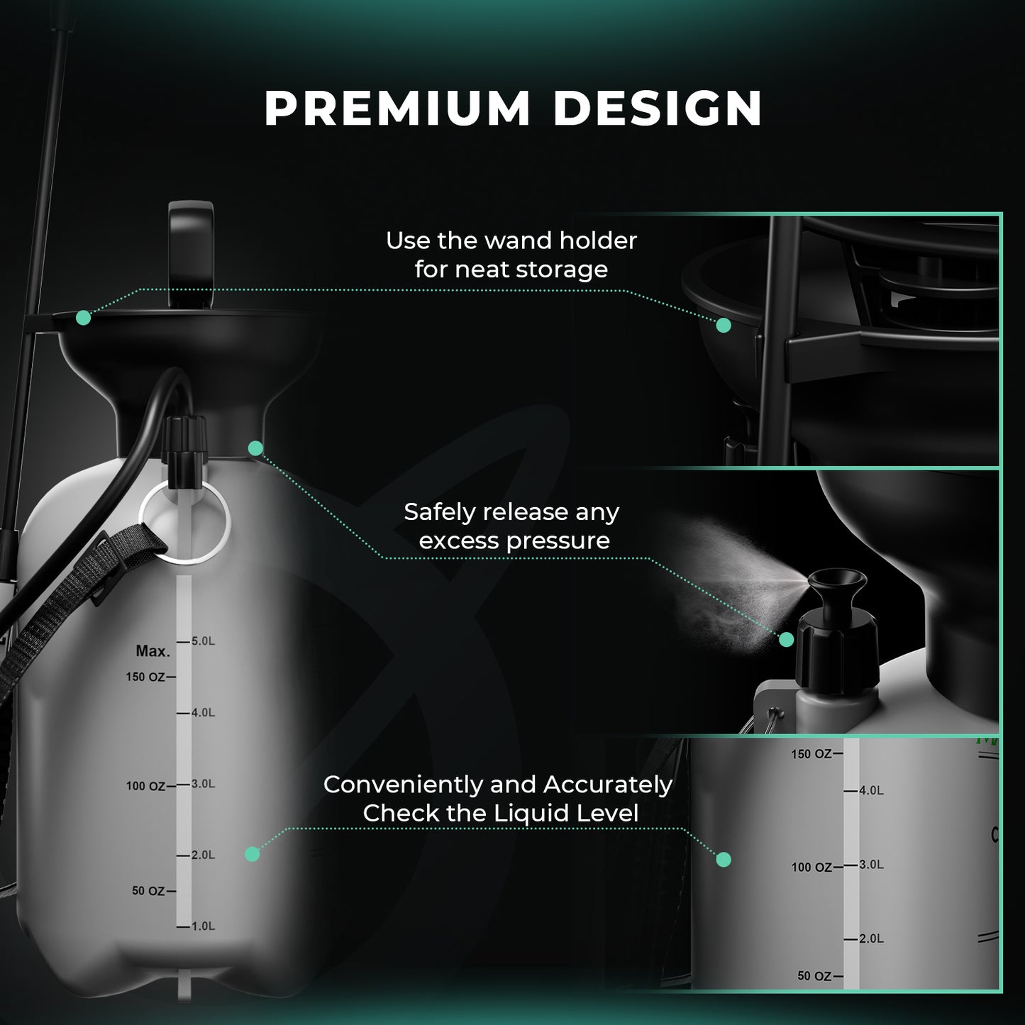 Grow tent pressure sprayer voor reiniging van tentwanden en plantenverzorging, Drucksprüher für Growzelt Reinigung