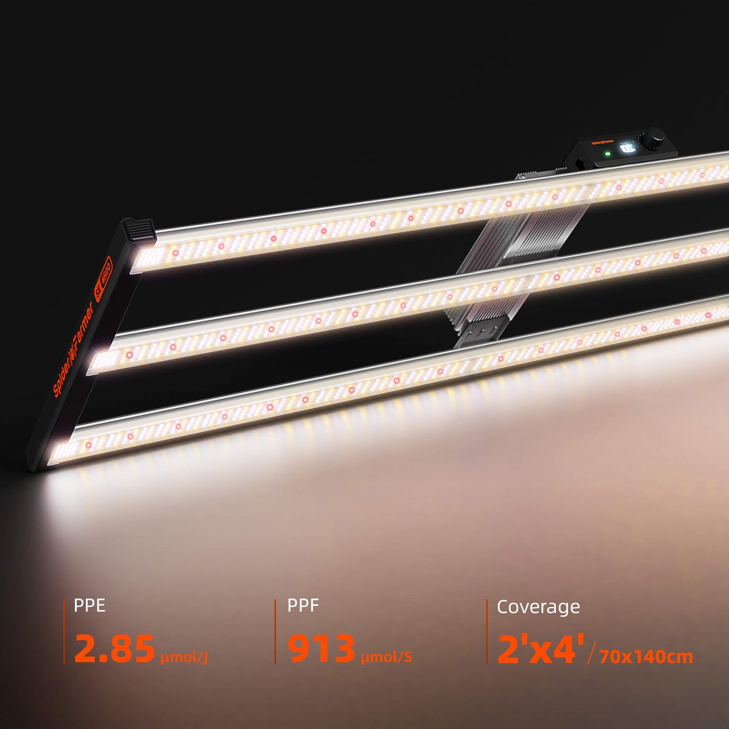 2,85 µmol/J high efficiency LED grow light for professional indoor cultivation