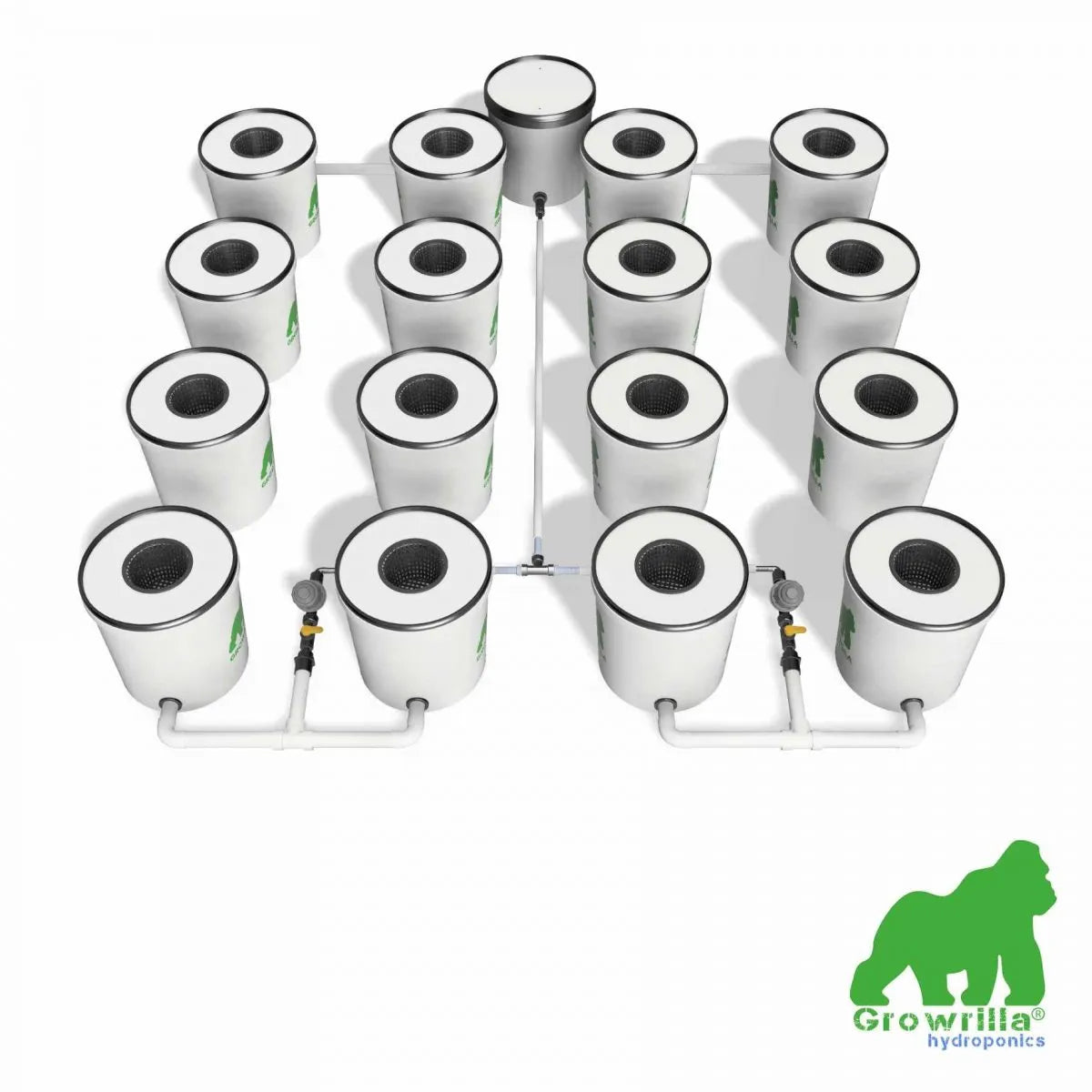 Growrilla (R)DWC Hydroponic 2.0 System – 16 behållare