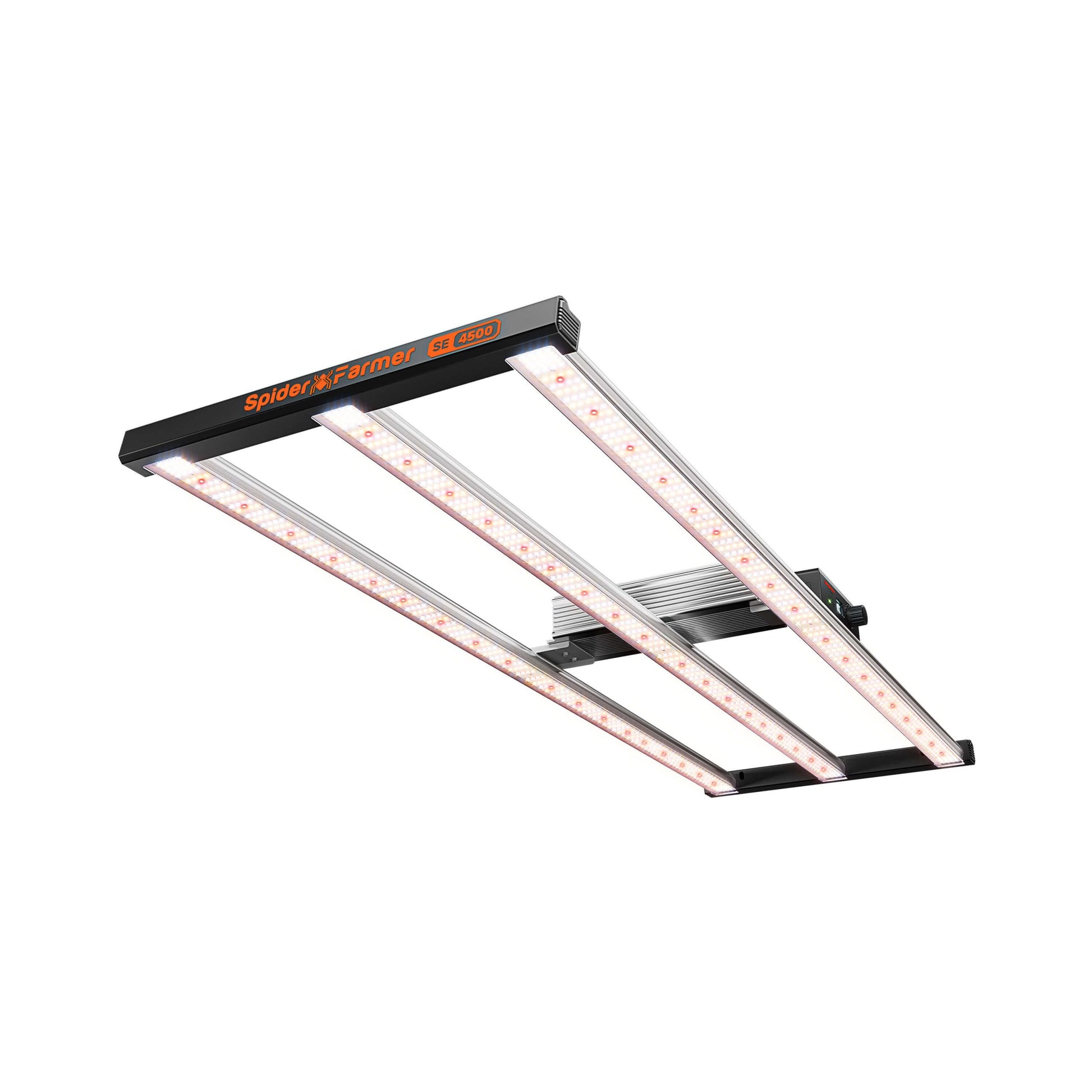 Spider Farmer SE4500 320W LED kweeklamp 2026 met Bridgelux 3030. 2,85 µmol/J, 913 µmol/s output en Bluetooth & WiFi app-bediening. Perfect voor 70×140 cm kweektenten.